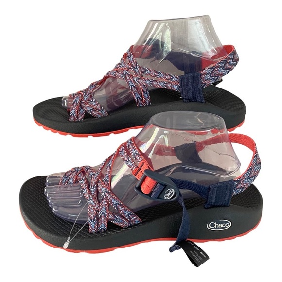 NEW Chaco ZX2 Classic Sport Sandals Strappy Motif Eclipse Blue Coral Women’s 10 - Picture 13 of 14